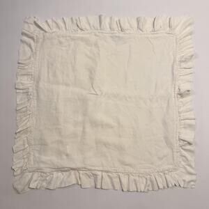 Pottery Barn Linen Ruffle Euro Sham 26x26 White Pillow Cover Shabby Chic